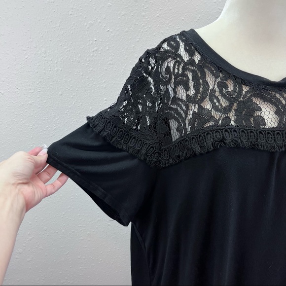 Nanette Nanette Lepore Top Womens 2X Lace Stretch Capsule Basic Gothic Black - Picture 4 of 12